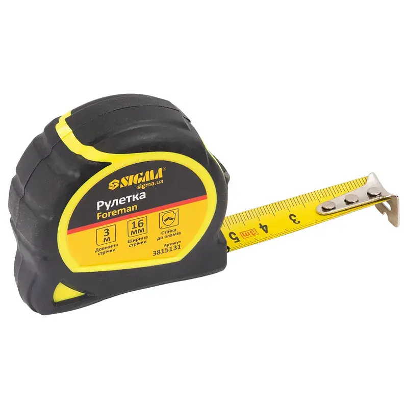Рулетка Foreman 3м×16мм без ремінця SIGMA (3815131) - фото 3