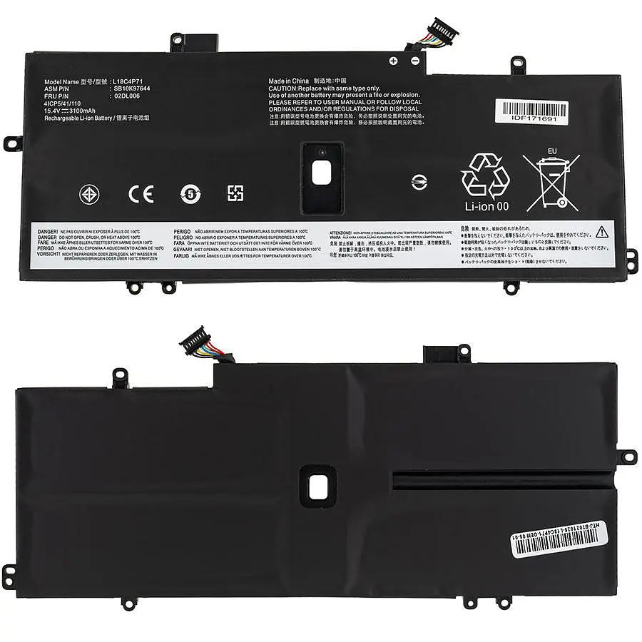Батарея для ноутбука Lenovo L18C4P71 (ThinkPad X1 Карбоновий 7th Gen X1 Yoga 5th Gen) 15.4V 3100mAh Чорний - фото 2