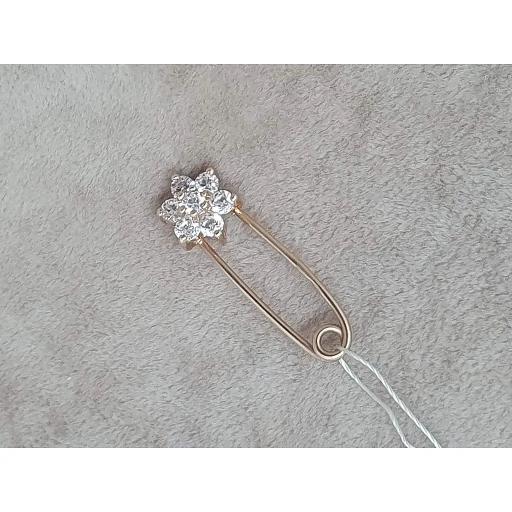 Золота брошка-шпилька Імперія золота Квітка з фіанітами. БШ079И - фото 3