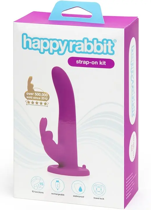 Страпон з вібратором кроликом, 12.7х3.2 см Happy Rabbit Vibrating Strap-On Harness Set - фото 5