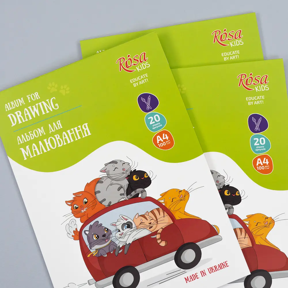 Альбом-склейка для малювання Cats in the Car А4 100г/м2 20л ROSA Kids - фото 4