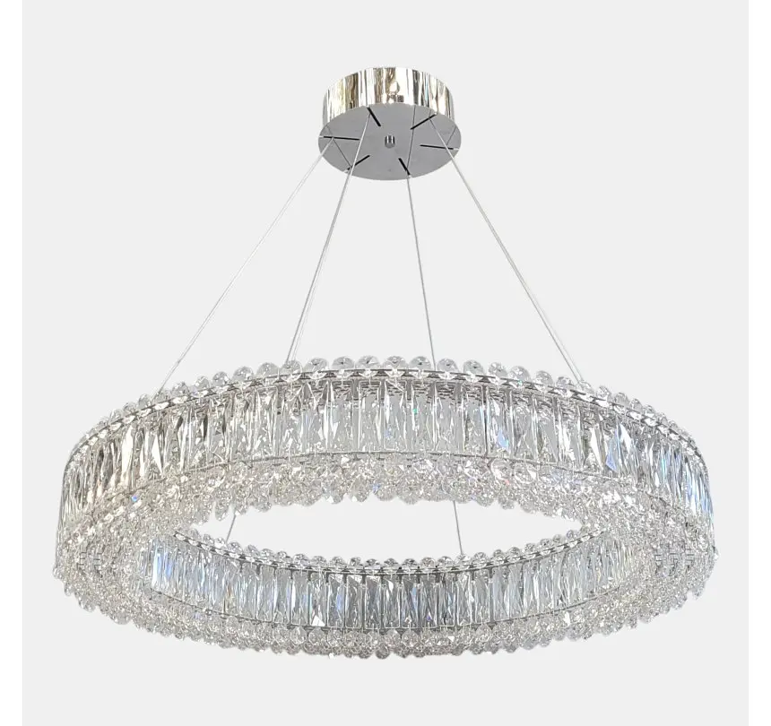 Велика підвісна світлодіодна кришталева кільцева люстра Artlight 551/800CH діаметром 78,5 см з трьома режимами освітлення - фото 3