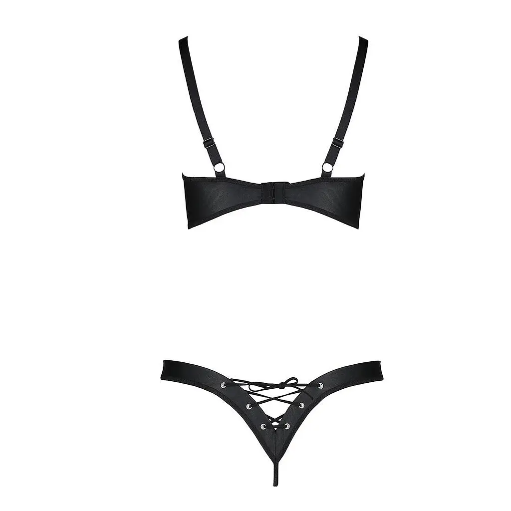 Комплект из экокожи Passion Celine Bikini black L/XL - фото 4