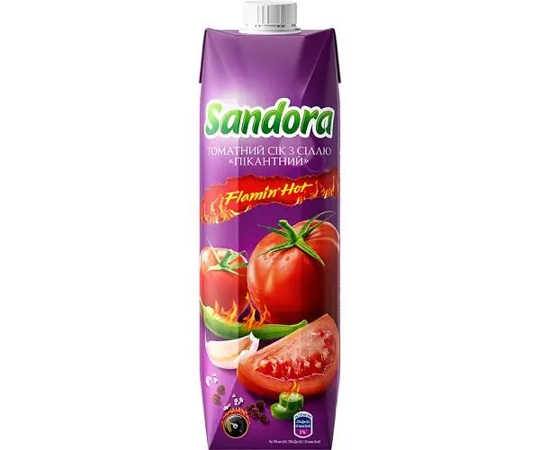 Sandora Flamin Hot, 0,95 л, Сік Томатний з сіллю Пікантний Сандора - фото 3