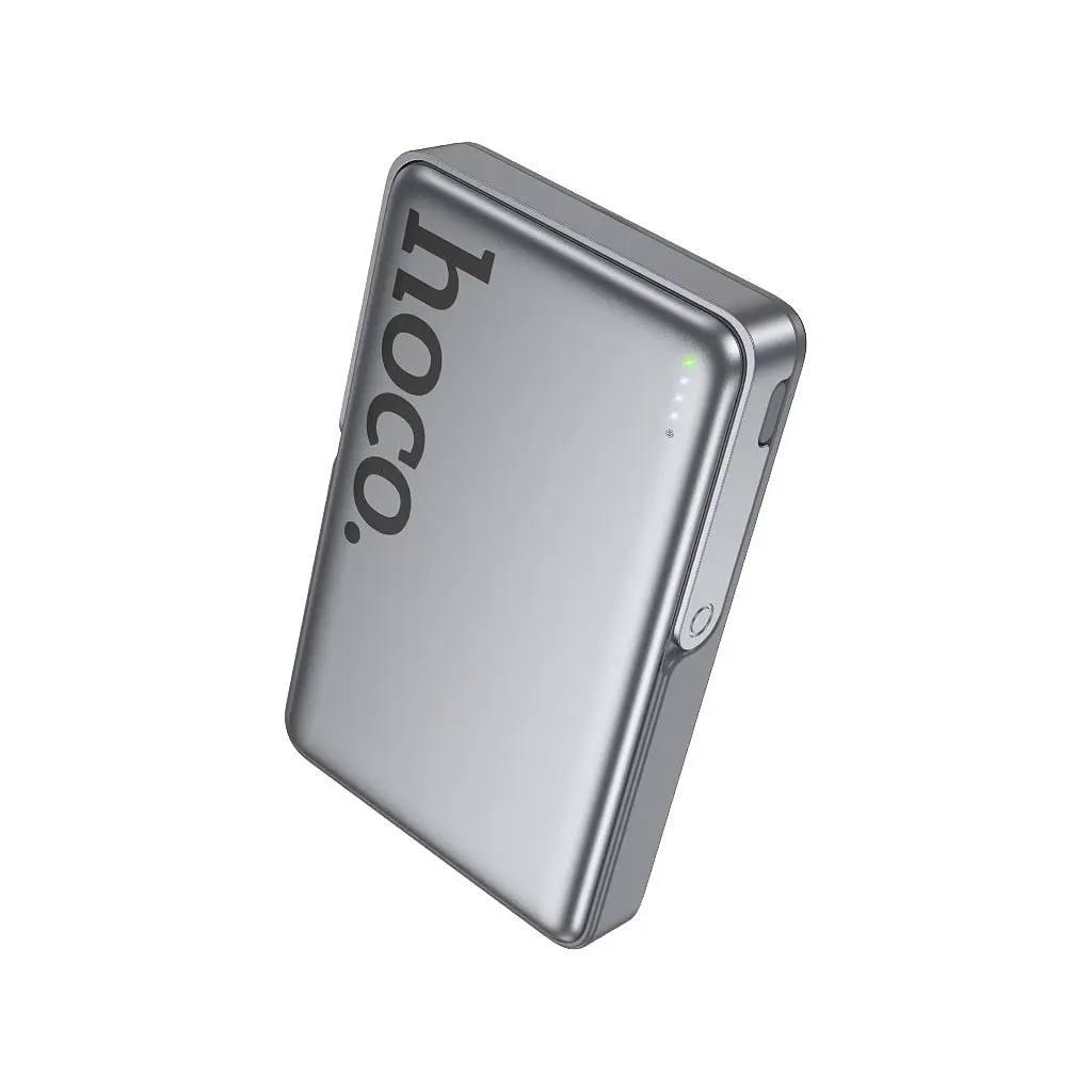 Батарея універсальна HOCO 10000mAh Sunlight PD/20W Magnetic with stand Metal Grey (Q36A / 714987) - фото 4