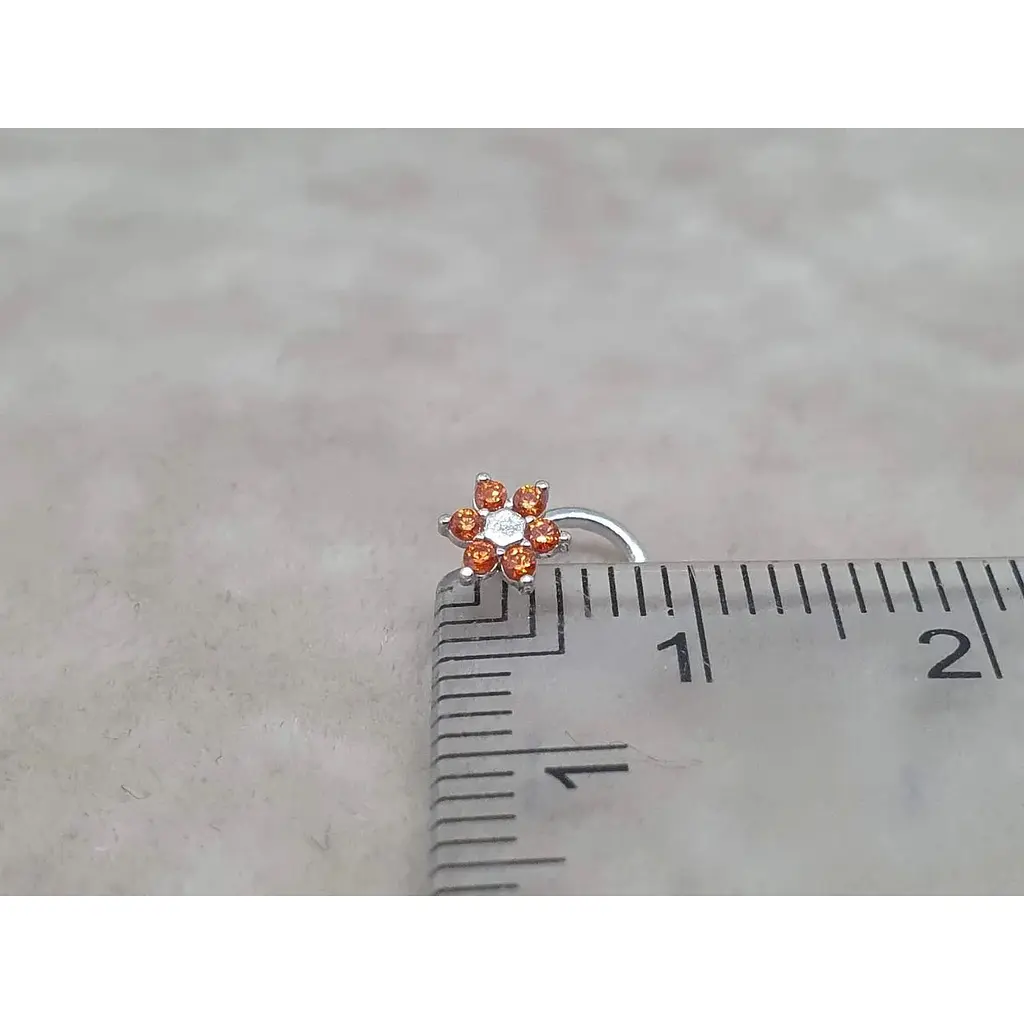 Серебряная серьга-пирсинг Астор в нос с фианитами. 8182434Р ОРАНЖ - фото 5