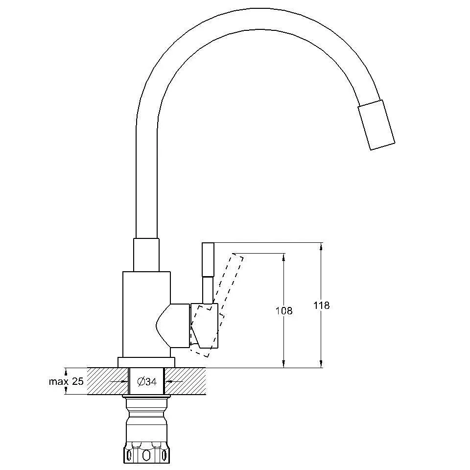 Змішувач для кухні Udis EZA4-F090KW гнучкий гусак нержавіюча сталь Білий 30412 - фото 2