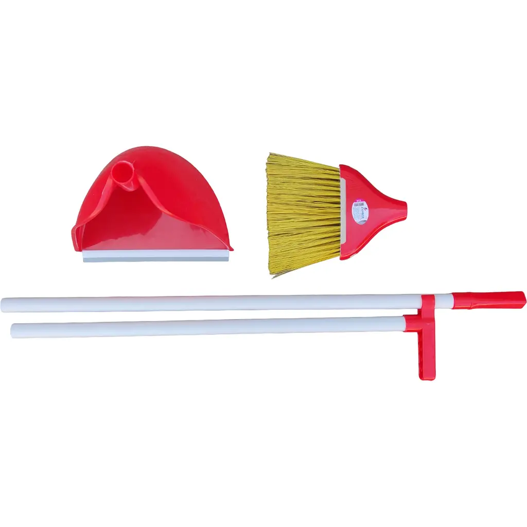 Совок для прибирання Zambak Plastik та щітка з довгими ручками червоний (ZP-128r) - фото 4