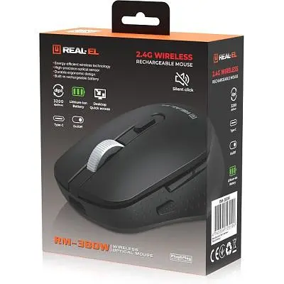 Комп'ютерна мишка Real-El RM-380W Wireless Black (EL123200057) - фото 9