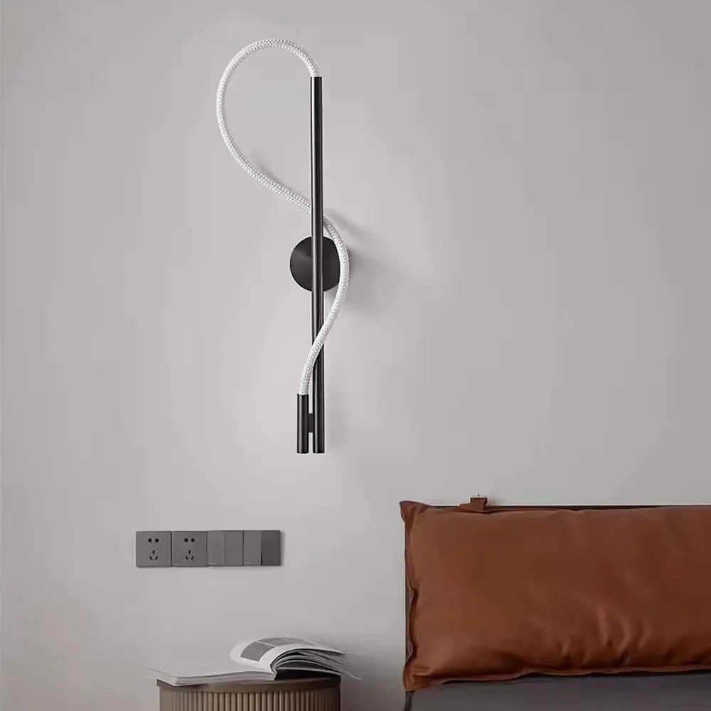 Бра черное с оплетенным неоном 60 см Line F Арт. W203/600 BK - фото 4