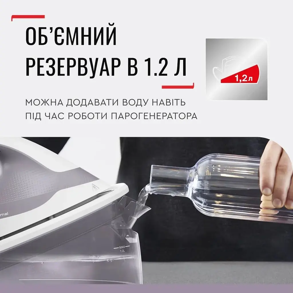 Праска-парогенератор Tefal Express Optimal 2200 Вт 1200 мл біло-сіра (SV4111E0) - фото 5