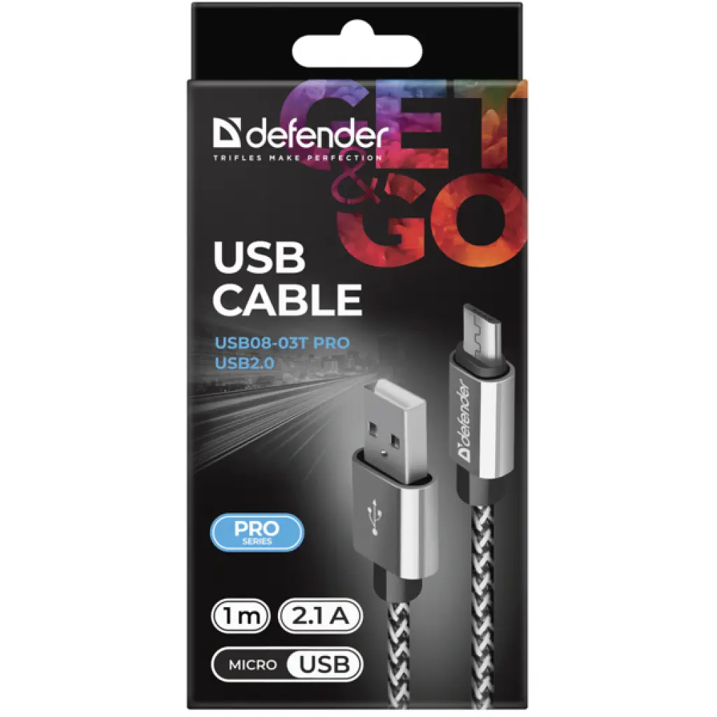 Дата кабель USB 2.0 AM to Micro 5P 1.0m USB08-03T PRO Defender (87815) - фото 3