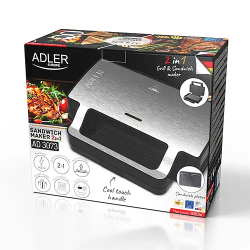 Мультимейкер 2 в 1 Adler AD 3073 (бутербродниця — гриль) - фото 10