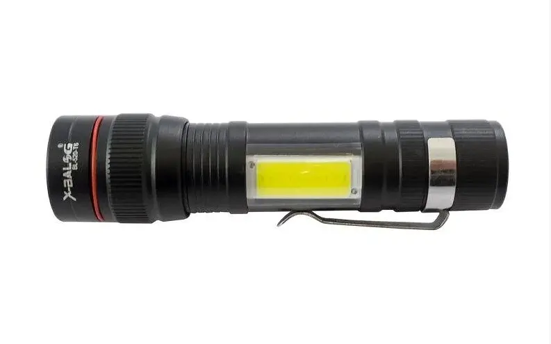 Ліхтар ручний акумуляторний T6 зі скобою та бічним СОВ Zoom з/в USB ліхтарик X-Balog Police BL-520 - фото 4
