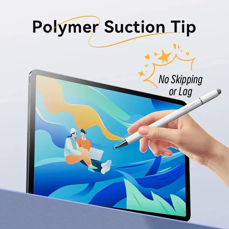 Стилус - ручка для ємнісних екранів 3 в 1 Magnetic Stylus Pen White Aluminum Alloy Type Vention (KQLW0) - фото 5