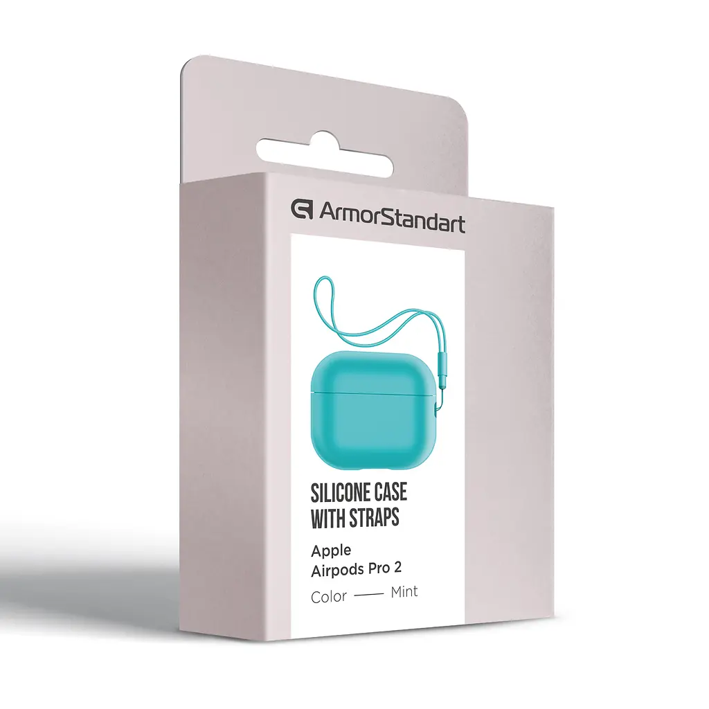 Силіконовий чохол для навушників Apple AirPods Pro 2 2022, Silicone Case with straps, бірюзовий, захисний чохол з ремінцем, ультратонкий і легкий, повний захист, з підвіскою, м"який силікон, ArmorStandart (ARM68615) - фото 3