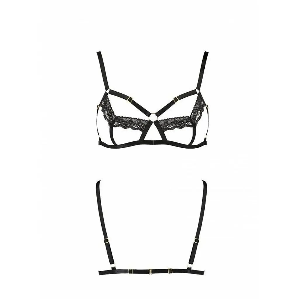 Бюстгальтер-стрепи з мереживом Passion Exclusive SOLON BRA XXL/XXXL, black - фото 5