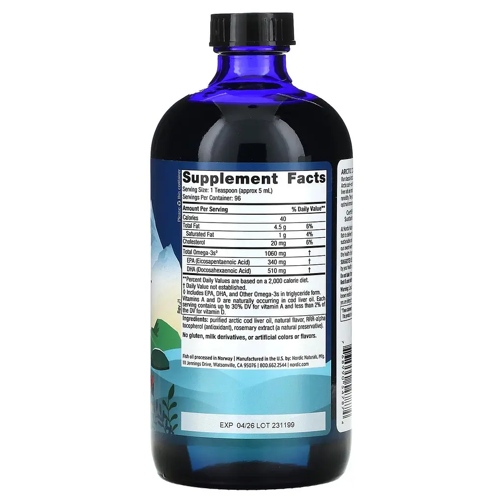 Риб'ячий жир з печінки тріски Nordic Naturals Cod Liver Oil 473 мл Апельсин - фото 2