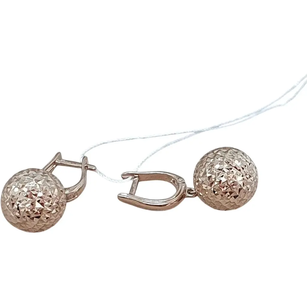 Золоті сережки-підвіски Favoritum Кулі з алмазною гранню. 210137_12_А - фото 1