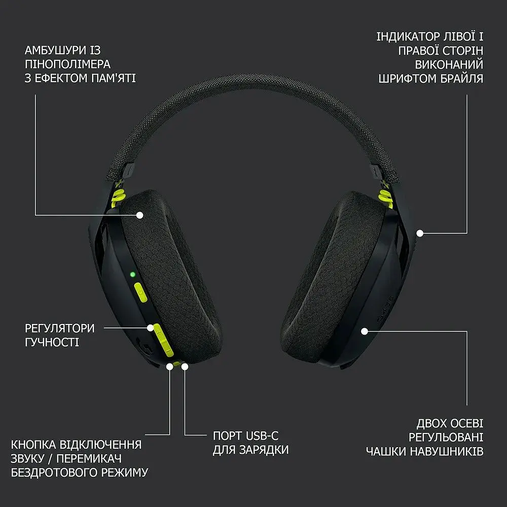 Навушники Logitech G435 LIGHTSPEED Black (981-001050) - фото 9