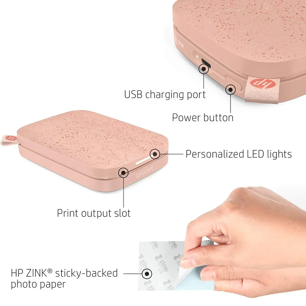 Портативный фотопринтер HP Sprocket 2x3 Pink (HPISPP) [141282] - фото 6