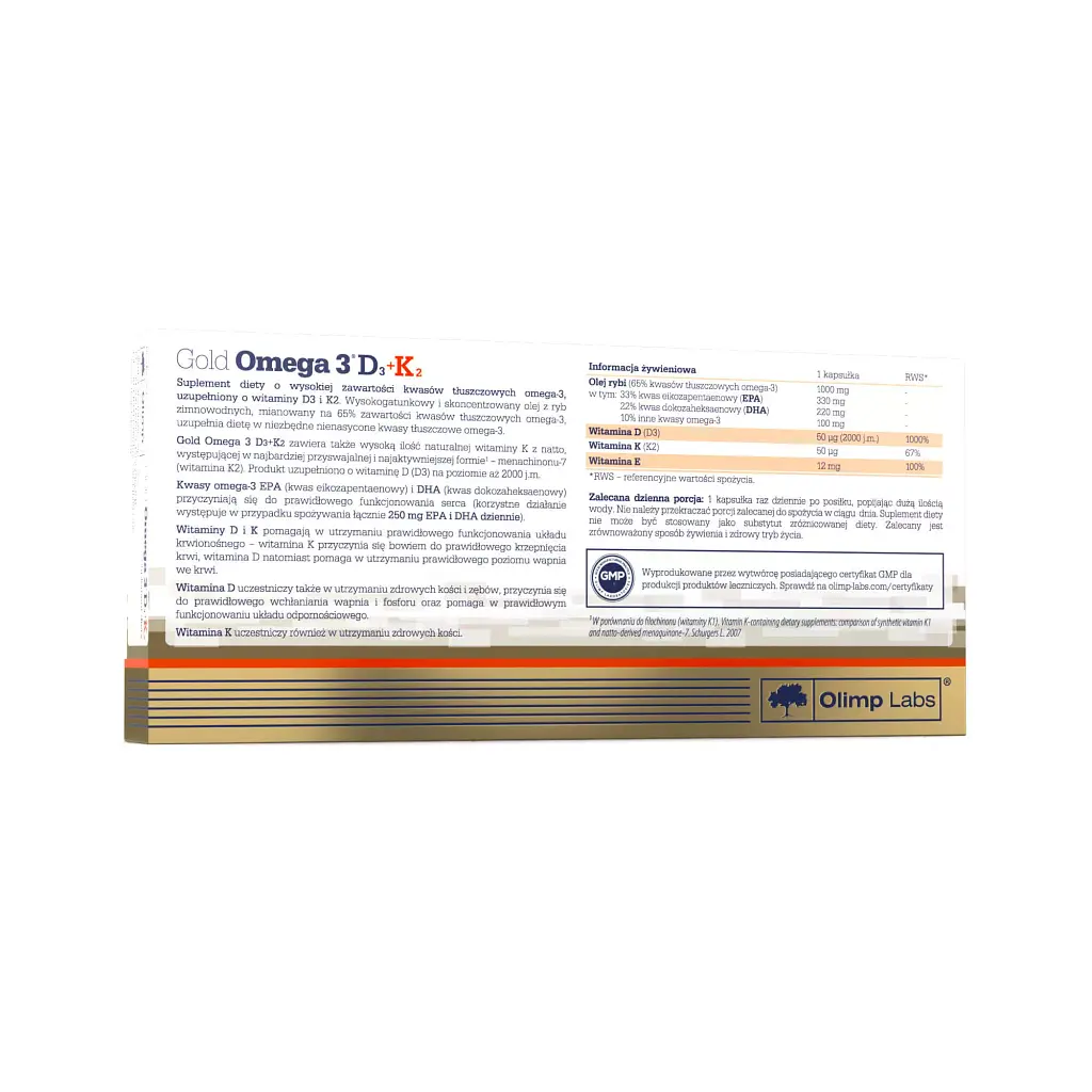 Жирные кислоты Olimp Gold Omega 3 D3+K2 Sport Edition 60 капсул (Ф001699) - фото 2