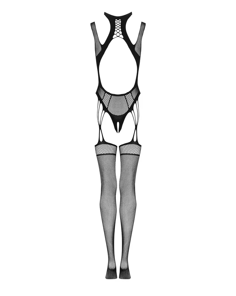 Ажурний бодістокінг з отворами Obsessive Bodystocking G327 black S/M/L, комбінезон, з доступом - фото 6
