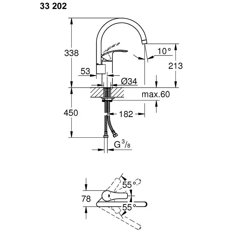 Змішувач для мийки Grohe EuroSmart одноважільний Хром 30412 - фото 3