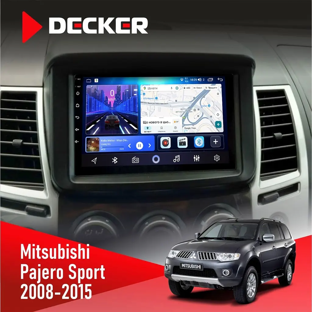 Штатна магнітола Mitsubishi Pajero Sport 2008-2015 Decker D9-006 4x64, 4G Decker (НФ-00003731)
