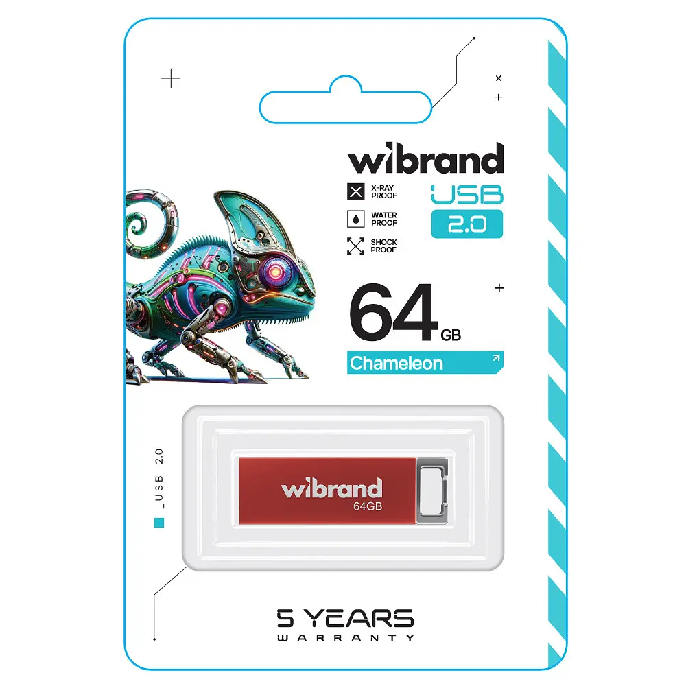 Флеш-накопичувач Wibrand USB 2.0 Chameleon 64Gb Червоний - фото 2