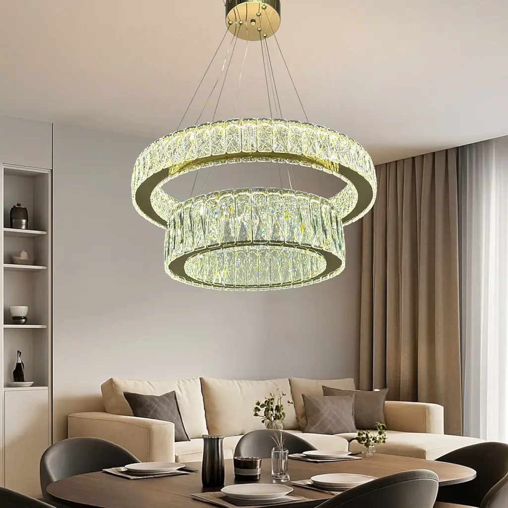 Підвісна LED люстра кільця з кришталем Linisoln 575-60*45 - фото 4