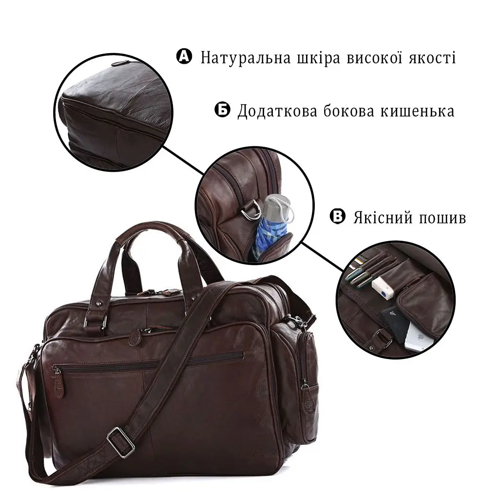 Сумка дорожня 14055 Vintage коричнева - фото 7