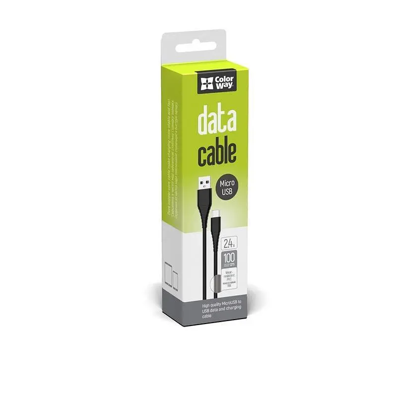 Кабель ColorWay USB - microUSB (M/M) (PVC), 2.4А, 1 м, Чорний (CW-CBUM025-BK) - фото 3