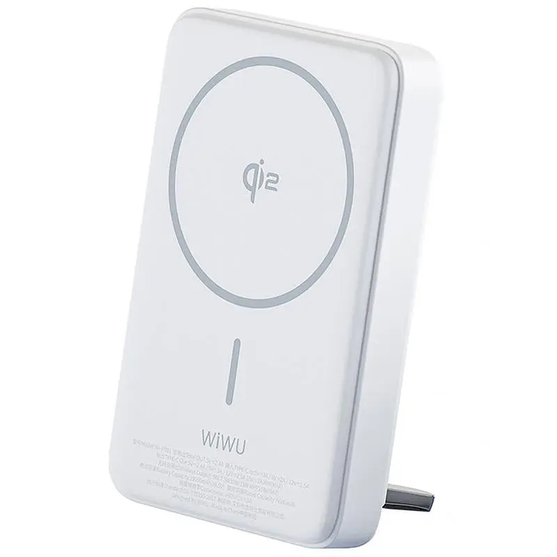 Портативний ЗП Power Bank WIWU Wi-P031 Magnetic з БЗП Qi2 30W 10000 mAh White - фото 3