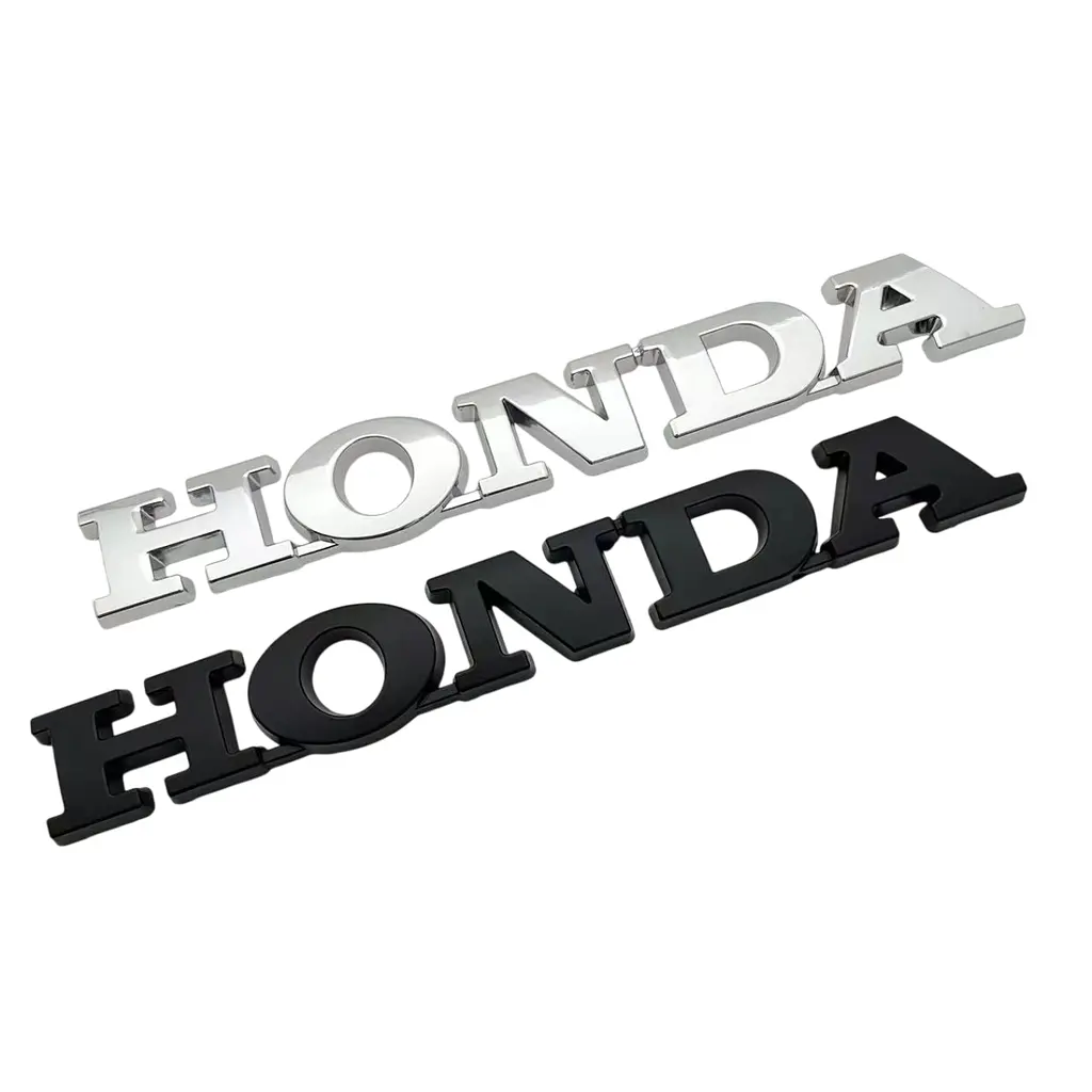Емблема напис Honda Хонда Чорна 150х20 мм метал на скотчі (Завод) - фото 4