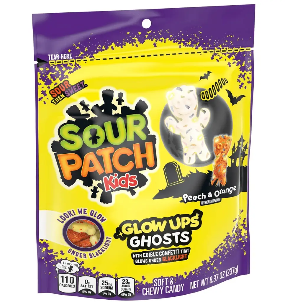 Жувальні цукерки Sour Patch Kids Glow Ups Ghosts Halloween Soft & Chewy Candy 237г - фото 8