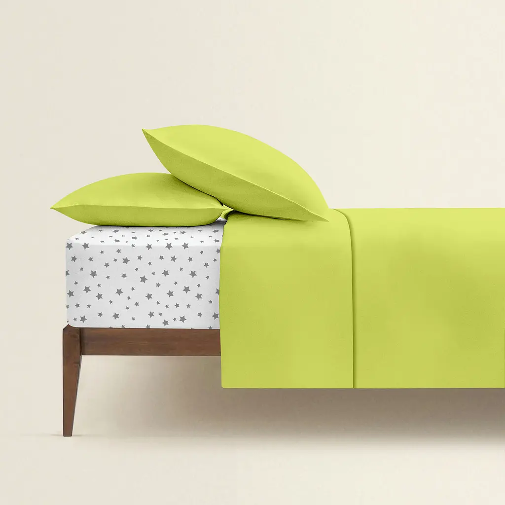 Комплект постільної білизни Cosas сімейний LIME CS3 2 x 160 x 220 см (Ranfors70_Lime_StarGrey_160x2) - фото 2
