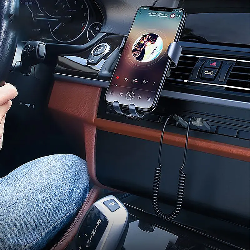 AUX кабель Hoco DUP02 bluetooth to Jack 3.5 пружинний автомобільний аудіоресивер чорний - фото 2