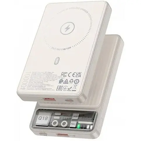 Зовнішній акумулятор Hoco Q18 Tourer магнітний 10000mAh білий 6942007605199 - фото 2