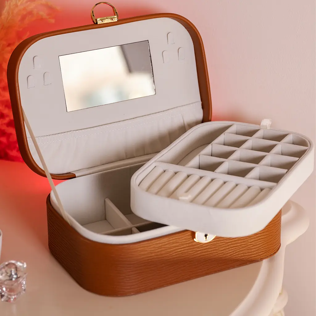 Скринька-органайзер для прикрас Yiwu із замком 26х18х9.5 см теракот HP-5-1BR - фото 8