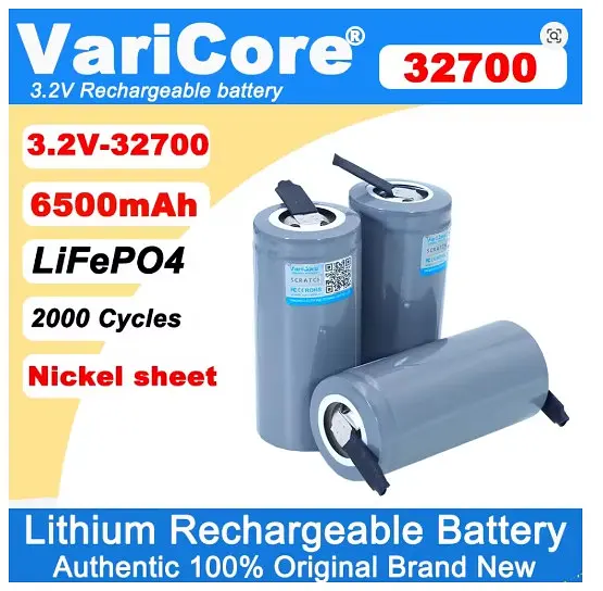 Акумулятор VariCore 32700 LIFE-PO4 6500mAh 3.2V VC-3265 N під паяння 55A Сірий (2906230726) - фото 2