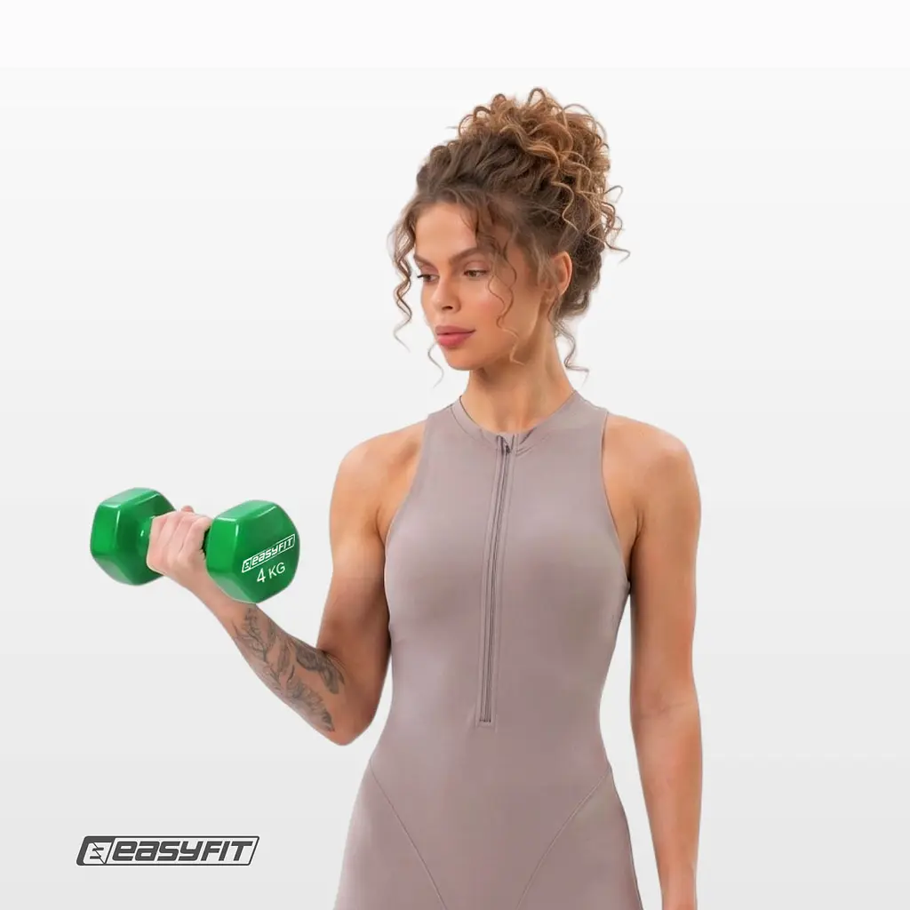 Гантель для фітнесу 4.0 кг EasyFit із вініловим покриттям зелена - фото 5