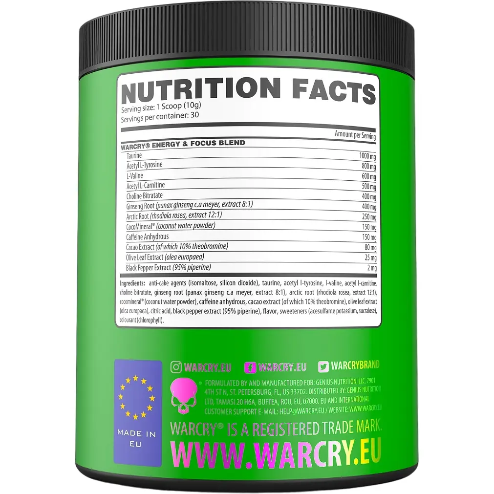 Передтренік Genius Nutrition Warcry Energy Green Apple 300 г - фото 2