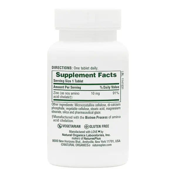 Витамины и минералы Natures Plus Zinc 10 mg, 90 таблеток - фото 2
