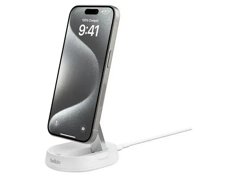Бездротовий зарядний пристрій Belkin BoostCharge Pro Magnetic Qi2 15 W White (WIA008VFWH) - фото 4