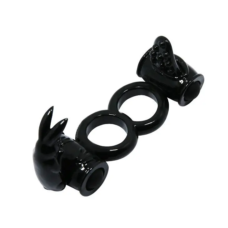 Подвійне ерекційне віброкільце Sweet Ring Double Penis Ring Black Baile BI-014079-1 21942 - фото 4