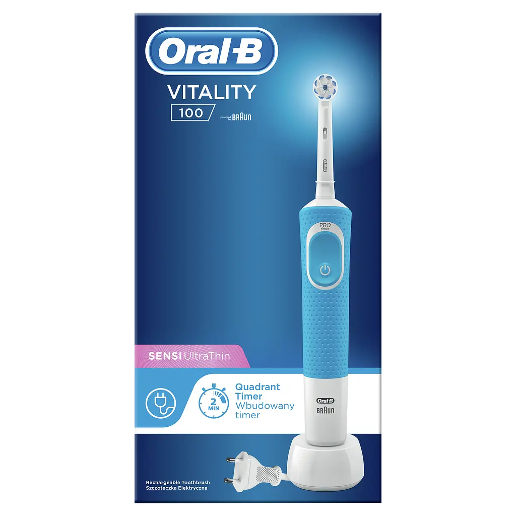 Электрическая зубная щетка Oral-B Vitality Sens Clean D100, синий - фото 3