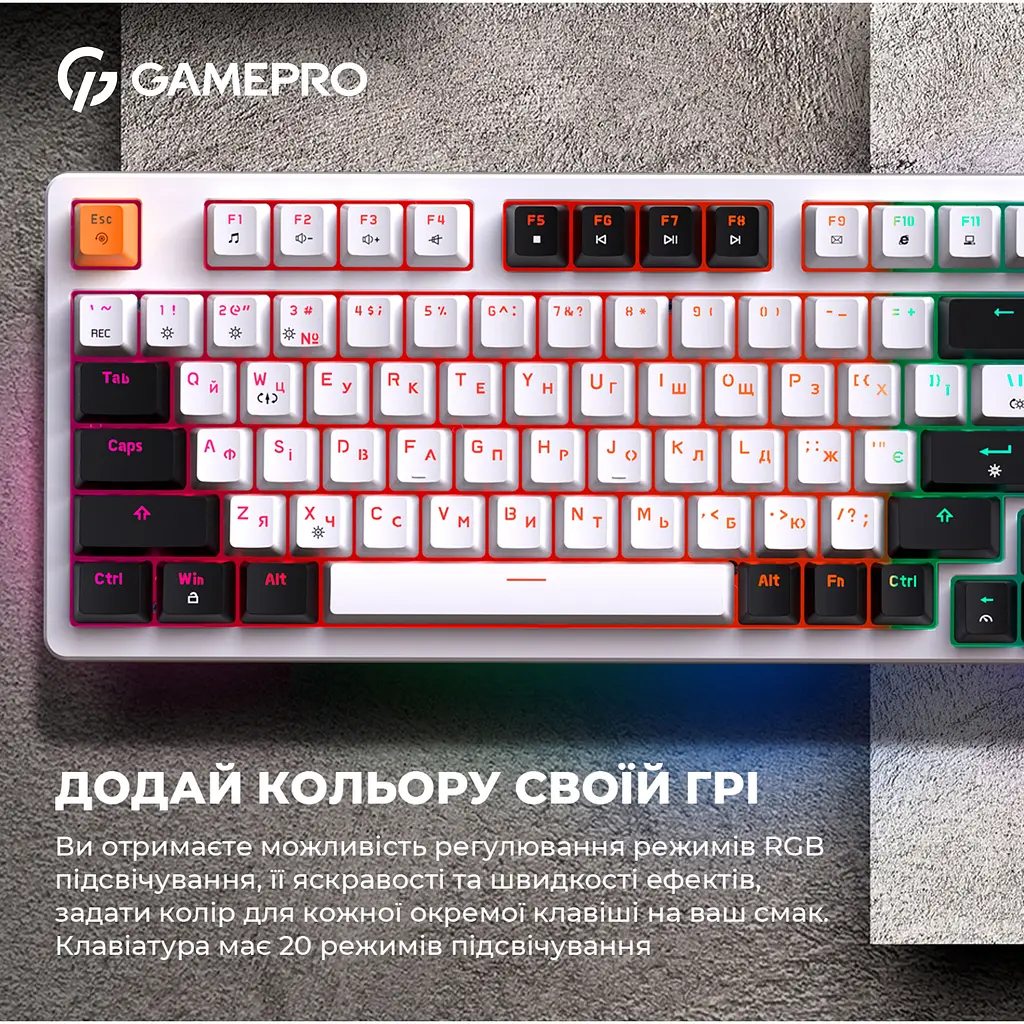 Клавиатура GamePro Red с Hot-Swap RGB White проводная механическая (MK170W) - фото 20