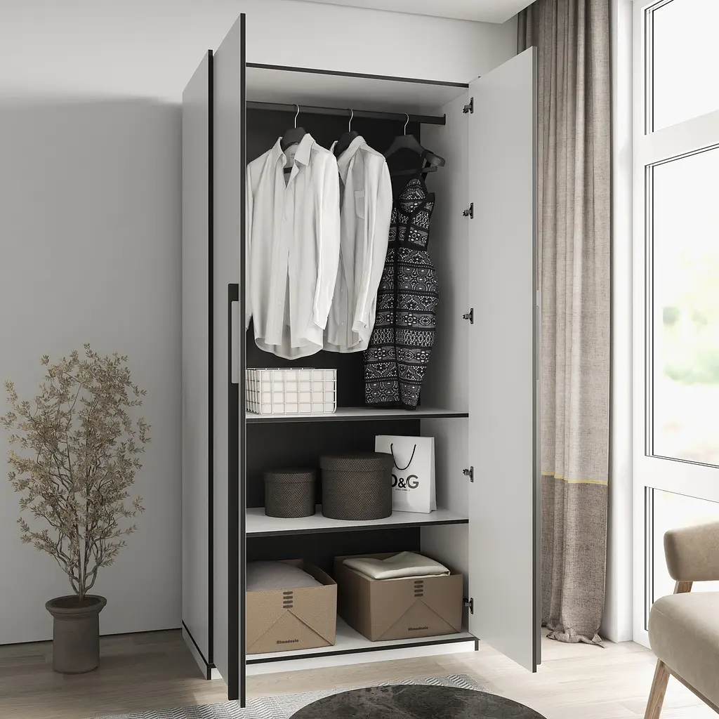 Шафа для одягу Flamecame у спальню зі штангою на 2 двері FR-14 Тефра - фото 2