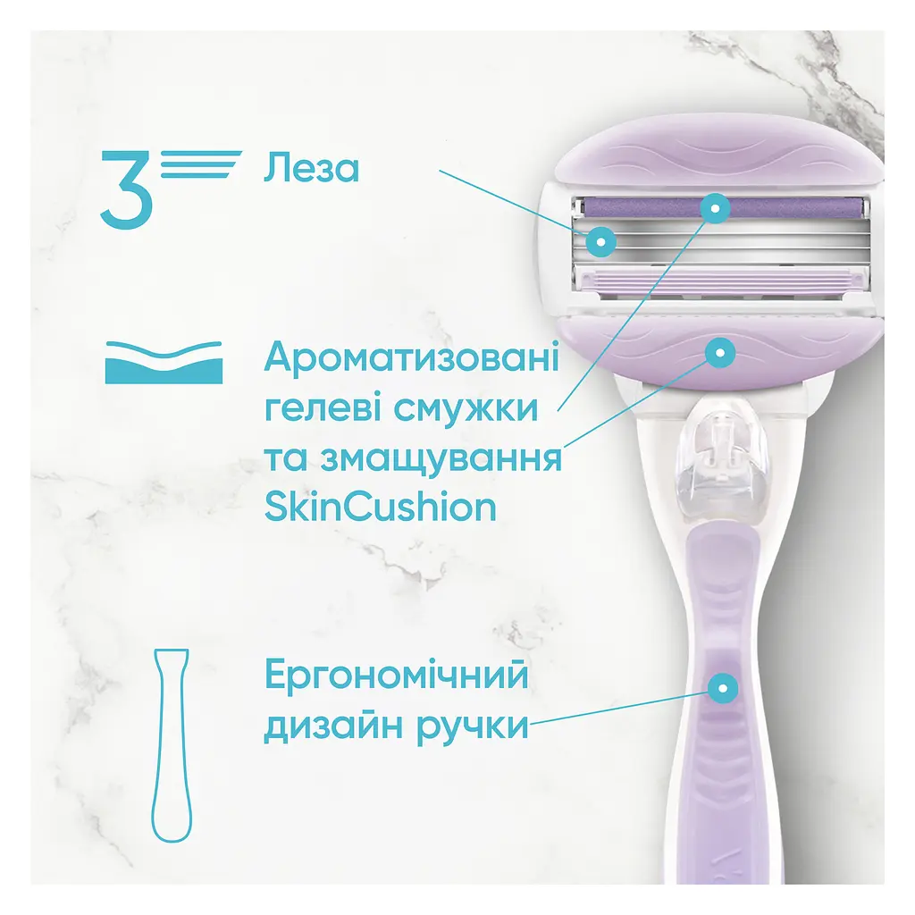 Станок для гоління жіночий (бритва) Venus ComfortGlide Breeze з 4 змінними картриджами - фото 4